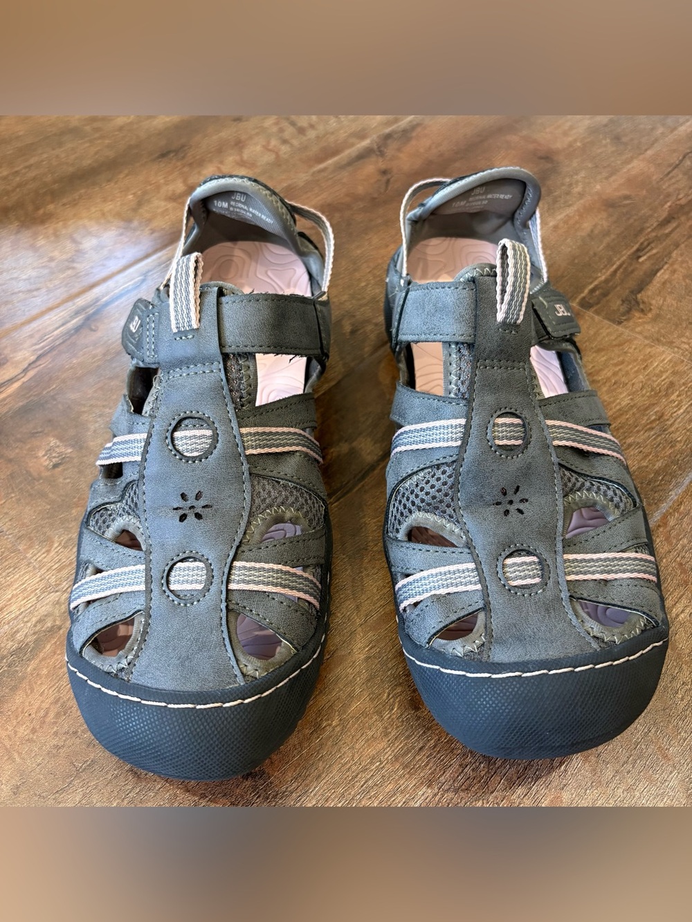 JBU by Jambu Womens Water Ready Sport Sandals Gray Pink Hook Loop Size 10M